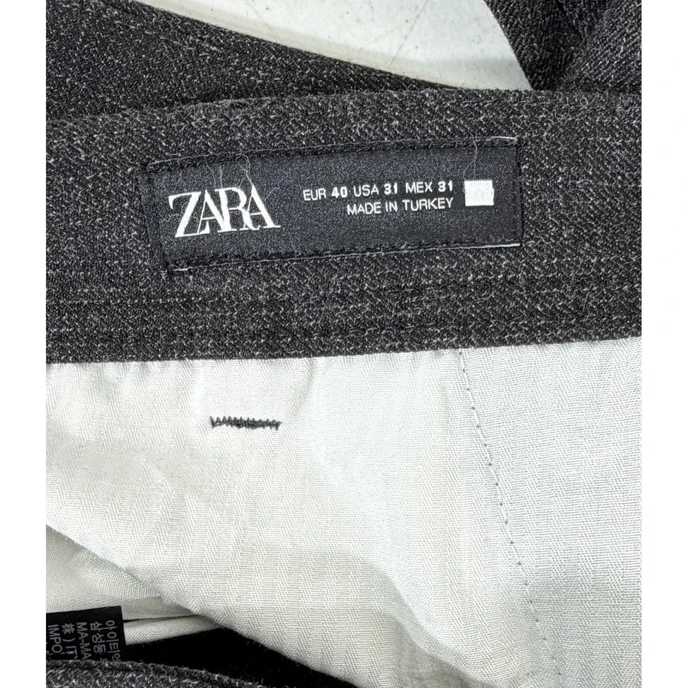 Zara Textured Dress Slacks Pants‎ Size 31 (32x28.5) Charcoal Gray Slim Tapered